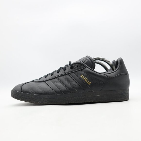 Adidas Gazelle Originals Men\'s 10.5 Triple Black Synthetic Leather Sneakers